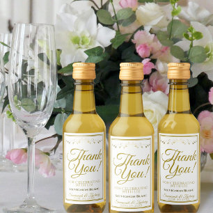 Gold Wedding Mini Wine Bottle Tag Thank You Label