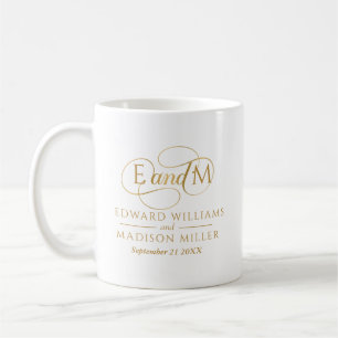 Gold Wedding Monogram Personalised Coffee Mug