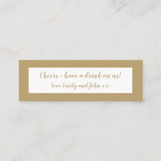 Gold Wedding Reception Drinks Ticket (Front)