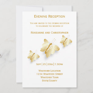 Gold Wedding Reception Invitation Butterflies
