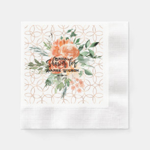 Gold Wedding Ring Pattern with Orange Roses  Napkin
