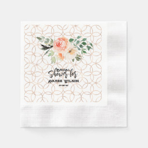 Gold Wedding Ring Pattern with Orange Roses  Napkin