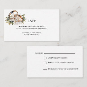 Gold wedding ring RSVP Card 
