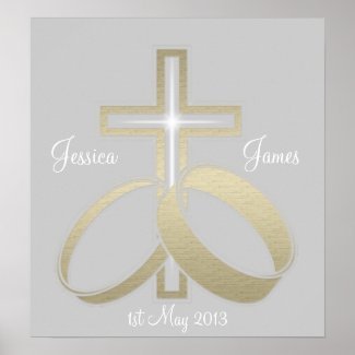 Gold Wedding Rings and Cross Customisable Poster