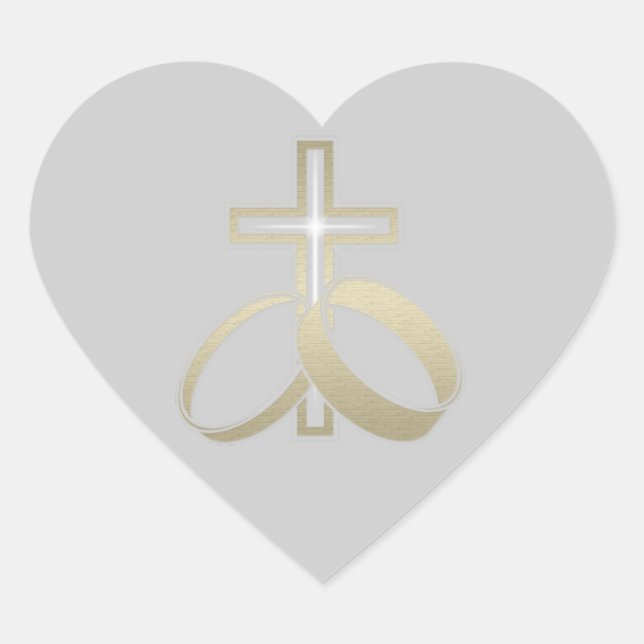 Gold Wedding Rings and Cross Heart Sticker (Front)