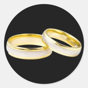 Gold Wedding Rings Custom Background Colour Classic Round Sticker