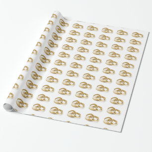 Gold Wedding Rings Marriage or Anniversary Gift Wrapping Paper