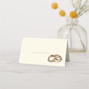 Gold wedding rings name place card