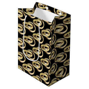 Gold Wedding Rings On Black  Medium Gift Bag