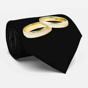 Gold Wedding Rings on Black Tie