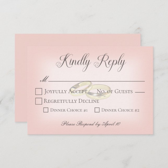 Gold Wedding Rings on Blush Wedding  RSVP Card (Front/Back)