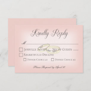 Gold Wedding Rings on Blush Wedding  RSVP Card