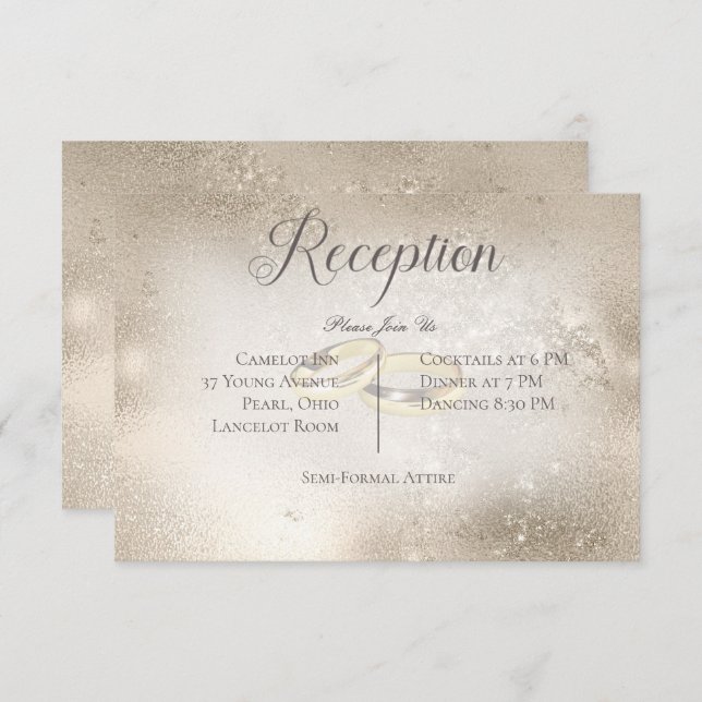 Gold Wedding Rings on Gold Wedding Reception  Enclosure Card (Front/Back)