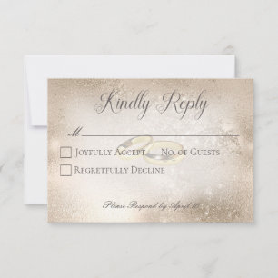 Gold Wedding Rings on Gold Wedding RSVP Card
