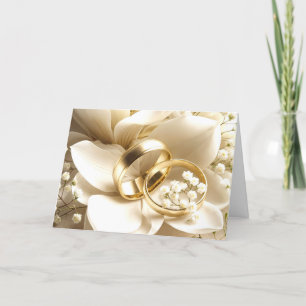 Gold Wedding Rings On Magnolia Flower Card
