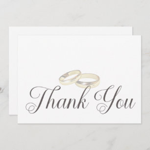 Gold Wedding Rings on White Wedding Thank You Card