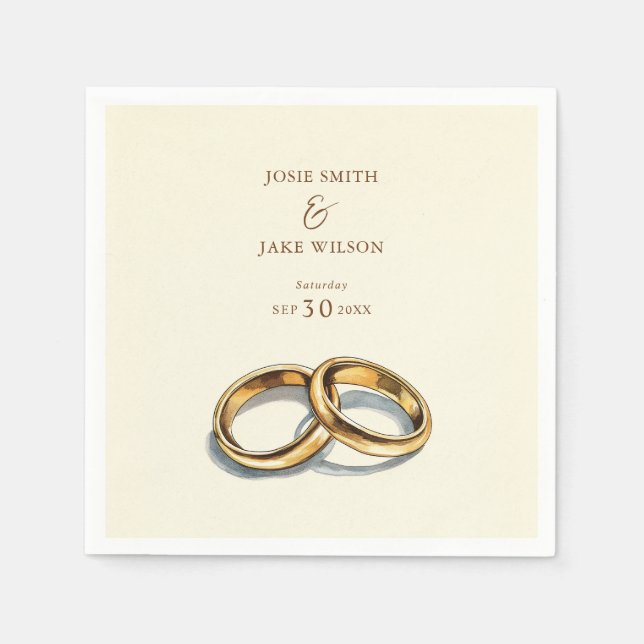 Gold wedding rings Paper Napkin (Front)
