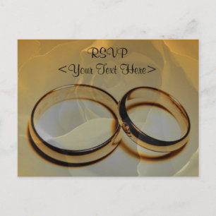 Gold Wedding Rings & Rose Postcard