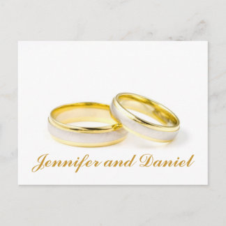 Gold Wedding Rings Save the Date Postcards