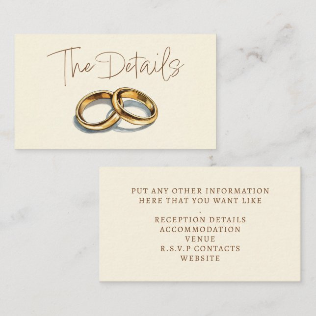 Gold wedding rings the details Enclosure Card (Front/Back)