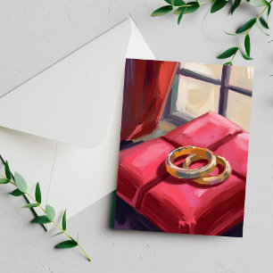 Gold Wedding Rings Watercolor Card