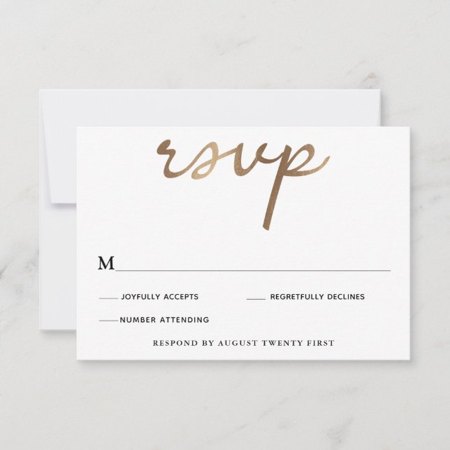 Gold Wedding RSVP enclosure card (Front)