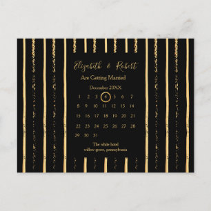 Gold Wedding Save The Date Calendar Announcement Postcard