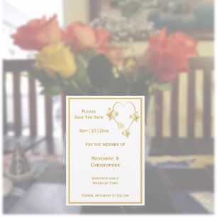 Gold Wedding Save The Date Invitation Butterflies 