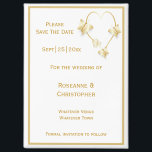 Gold Wedding Save The Date Magnet Butterflies<br><div class="desc">Wedding save the date magnet butterfly heart design. Customise this gold coloured wedding save the date magnet with your wedding details. Should you require any help with customising then contact us through the link on this page. Gold coloured butterfly and heart design personalised wedding save the date magnet</div>
