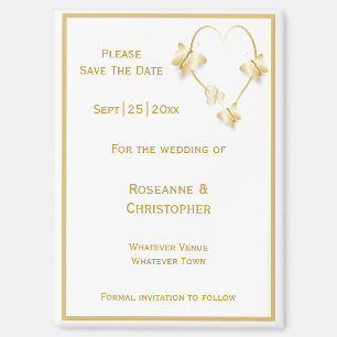 Gold Wedding Save The Date Magnet Butterflies