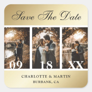 Gold Wedding Save The Date Photo Stickers