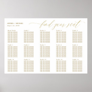Gold Wedding Seating Chart Elegant Calligraphy