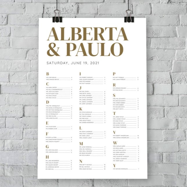 Gold Wedding Seating Chart Typographical Design (Creator Uploaded)