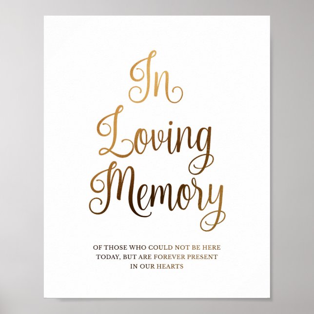 Gold wedding sign for in loving memory | Gold (Front)