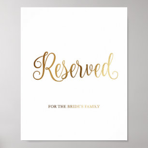 Gold wedding sign for reserved   Gold