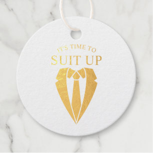 Gold Wedding Suit and Tie Groomsman Proposal Favour Tags