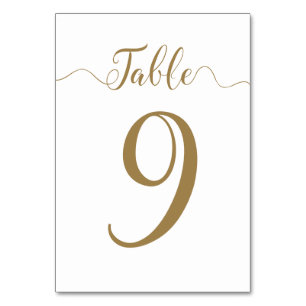 Gold Wedding Table Number 9 of 30 Cards