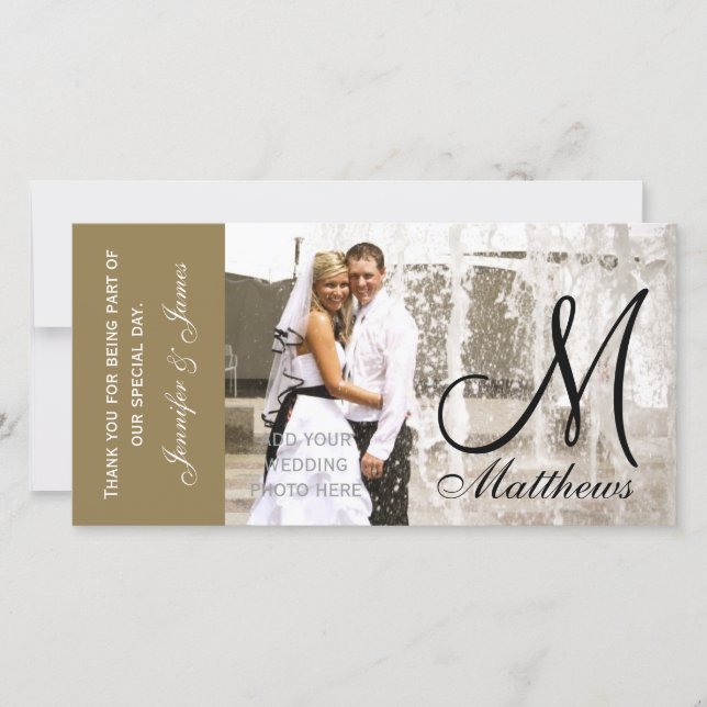Gold Wedding Thank You Photo Cards Template (Front)