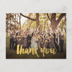 Gold Wedding Thank You Script Photo Postcard
