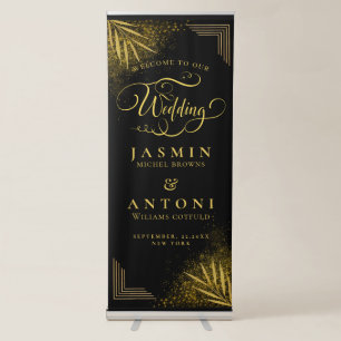 gold Wedding Welcome Retractable Banner