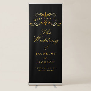 gold Wedding Welcome Retractable Banner