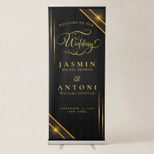 gold Wedding Welcome Retractable Banner
