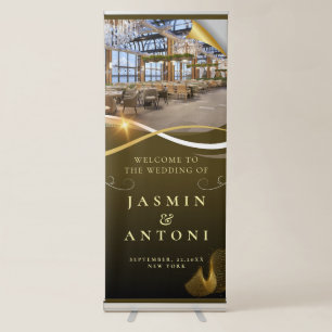 gold Wedding Welcome Retractable Banner