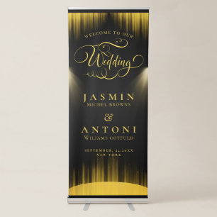 gold Wedding Welcome Retractable Banner