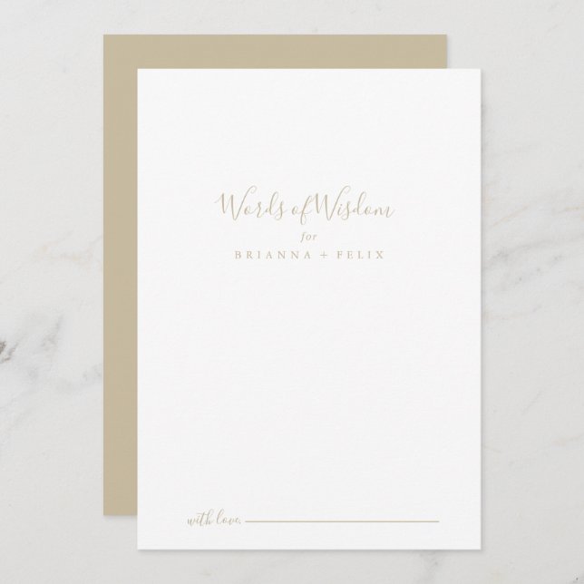Gold Wedding Words of Wisdom Advice Card (Front/Back)