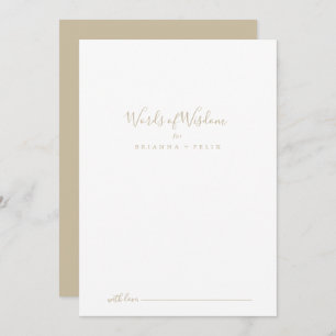 Gold Wedding Words of Wisdom Advice Card