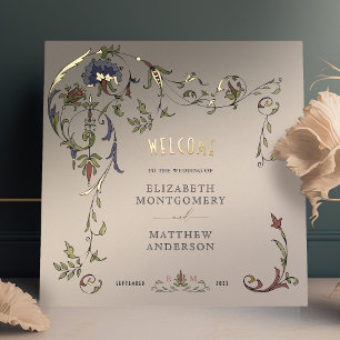 Gold Welcome Sign Victorian Ornament Wedding