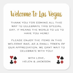 Gold Welcome to Las Vegas Wedding Welcome Basket Square Sticker
