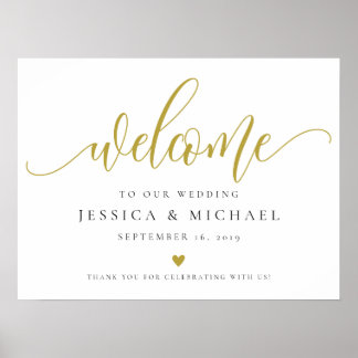 Gold Welcome Wedding Sign