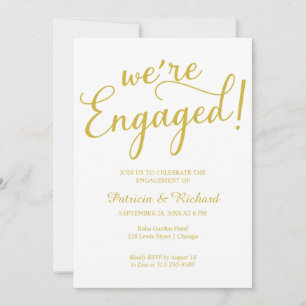 Gold We're Engaged Engagement Party Invitation